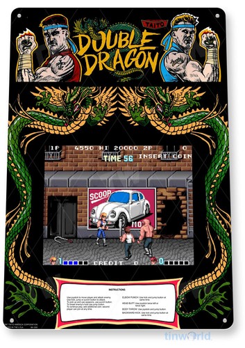 Arcade Games & Vending Llc - ダブルドラゴンアーケードサイン、クラシックアーケードゲームマーキー、ゲームルームブリキ看板 A336