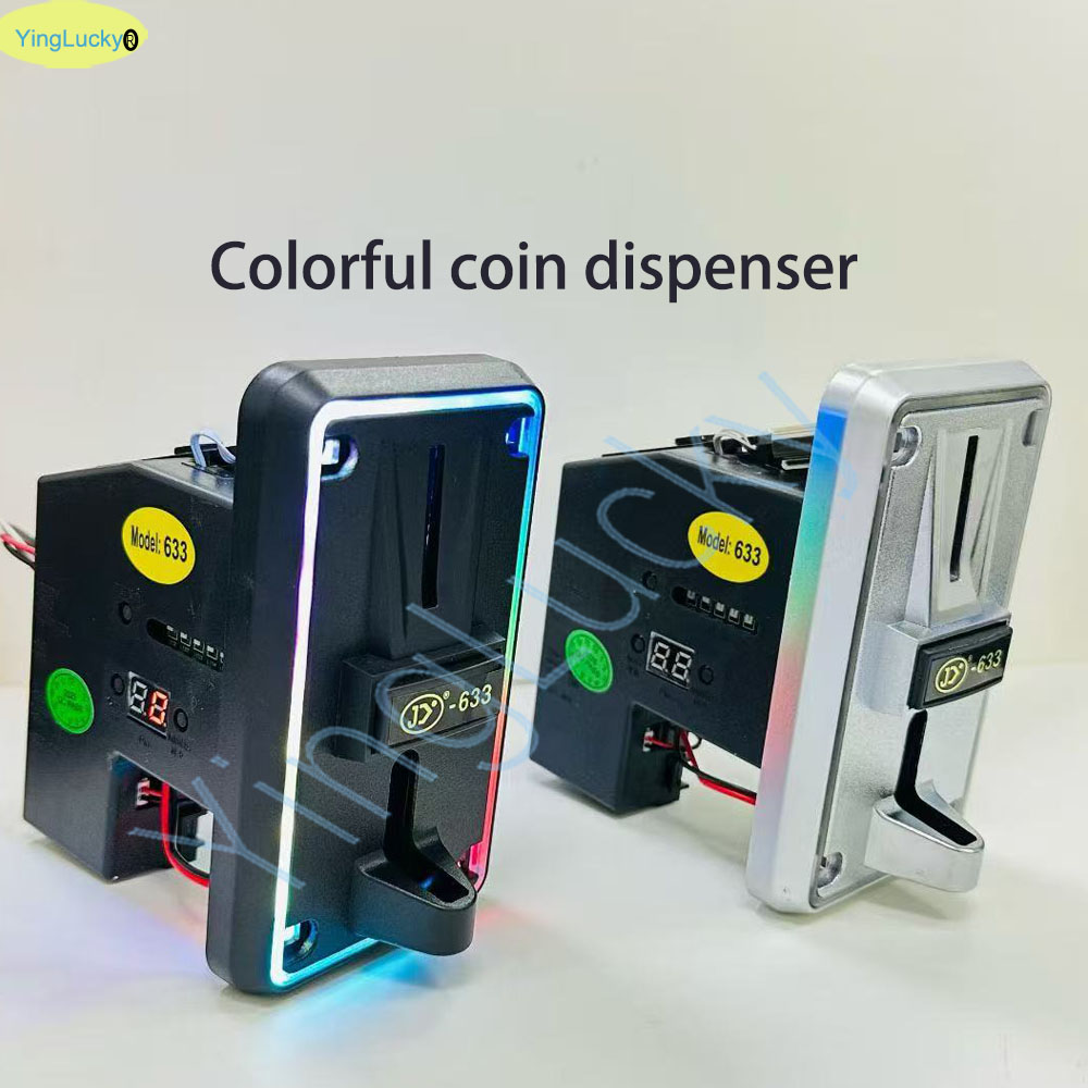 Coin Acceptor Selector - カラフルなLEDマルチコインアクセプターコインセレクター、ユーロ、ペソ、クレジットカード対応、アーケード、自動販売機、ガシャポン、ミニクレーンゲーム用。 JY633