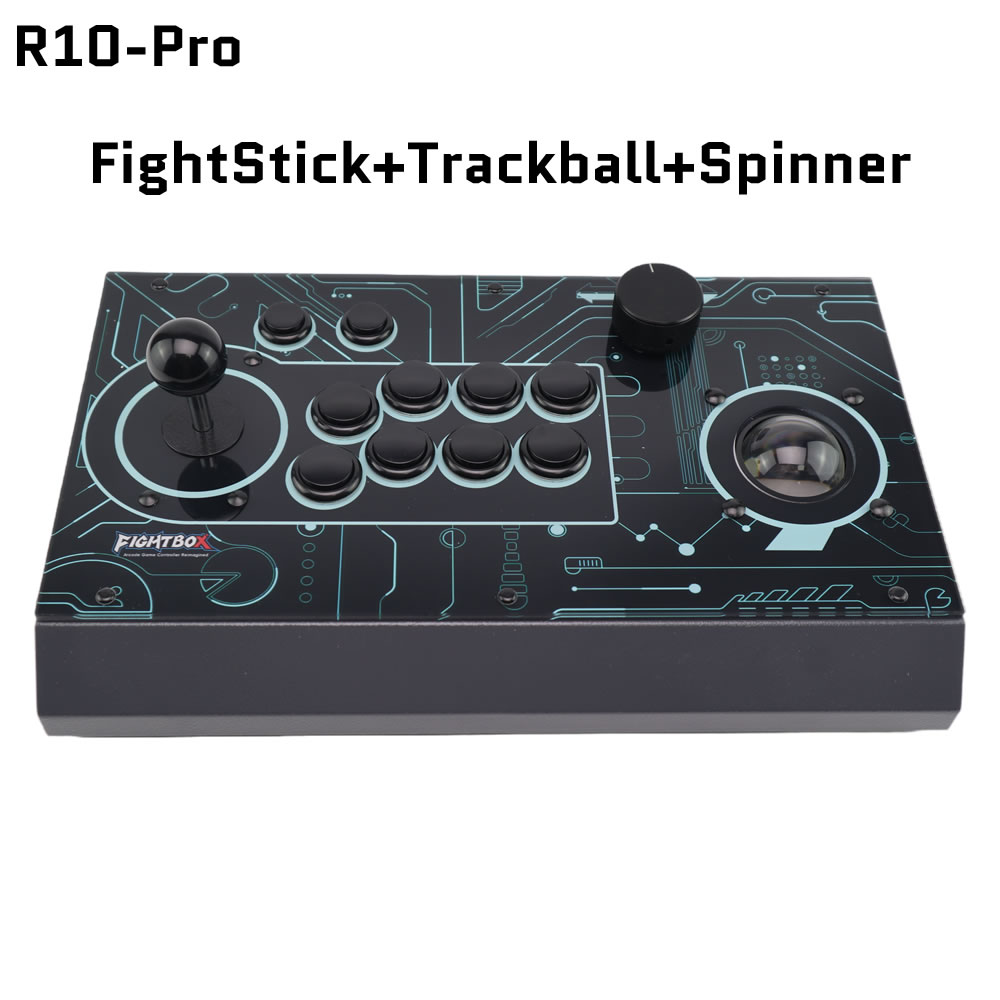 Trackball Controller Arcade - FightBox R10-PRO アーケードファイトスティック トラックボール＆スピナー付き レトロゲームコントローラー PC/PS3/SWITCH対応