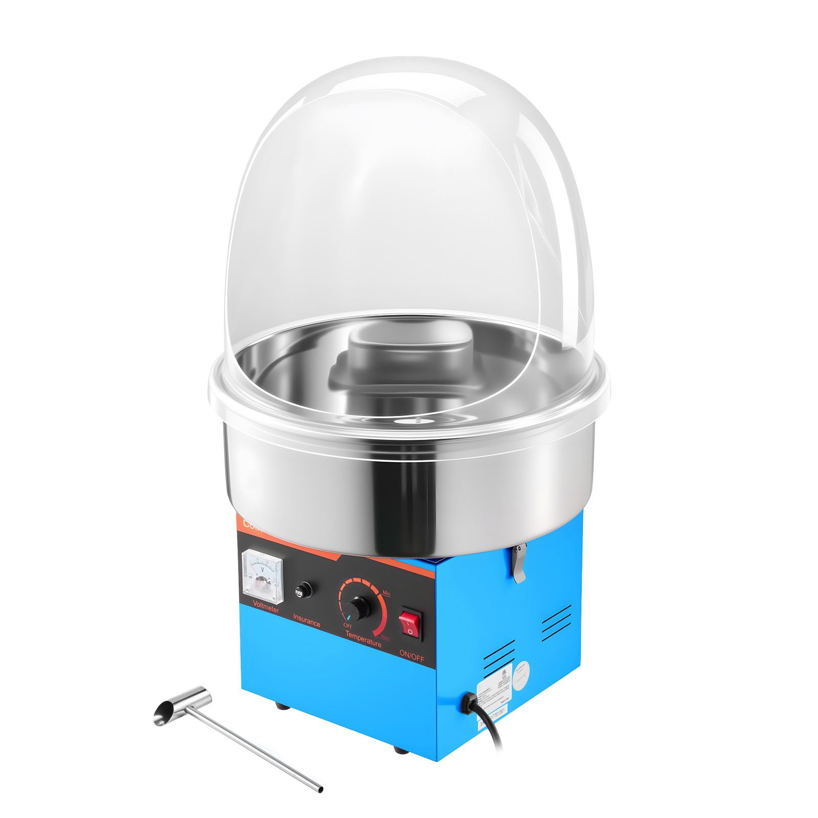 Candy Floss Machine - 電動綿菓子機、1000W電動綿菓子メーカー（カバー付き）、業務用綿菓子機（ステンレス製ボウル付き）
