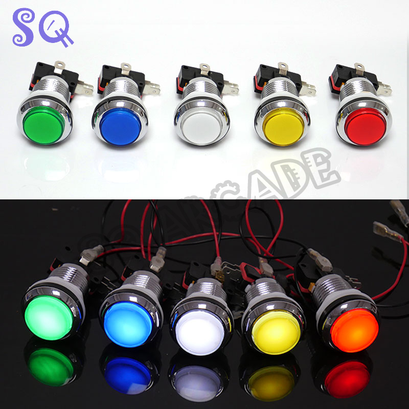 Arcade Button Pcb - Pandora-LED照明付きプッシュボタン,28mm,銀メッキ,Miro,DIY用ボタン,8個