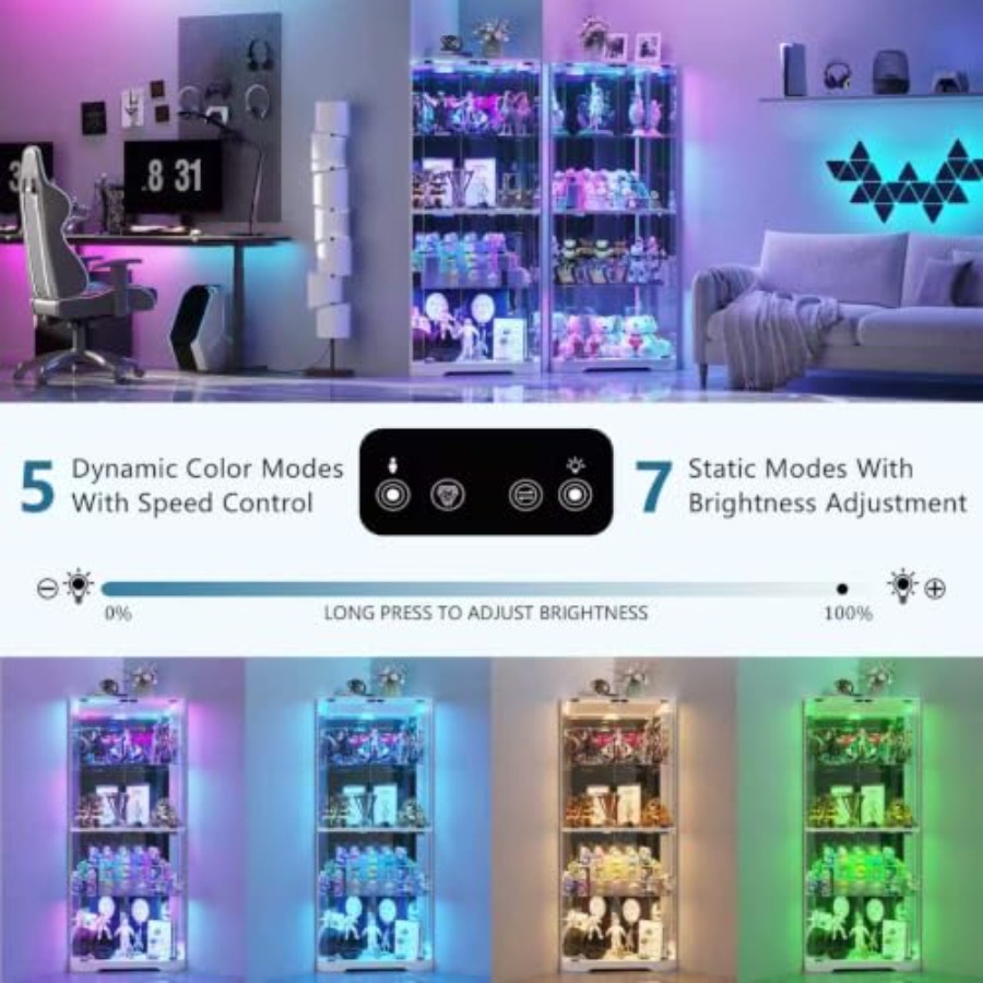高さ64.7インチのリビングルーム用コーナーディスプレイキャ - Glass Cabinet Display のレビューと価格