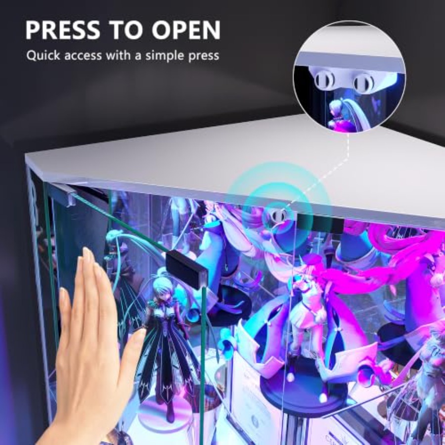 高さ64.7インチのリビングルーム用コーナーディスプレイキャ - Glass Cabinet Display のレビューと価格
