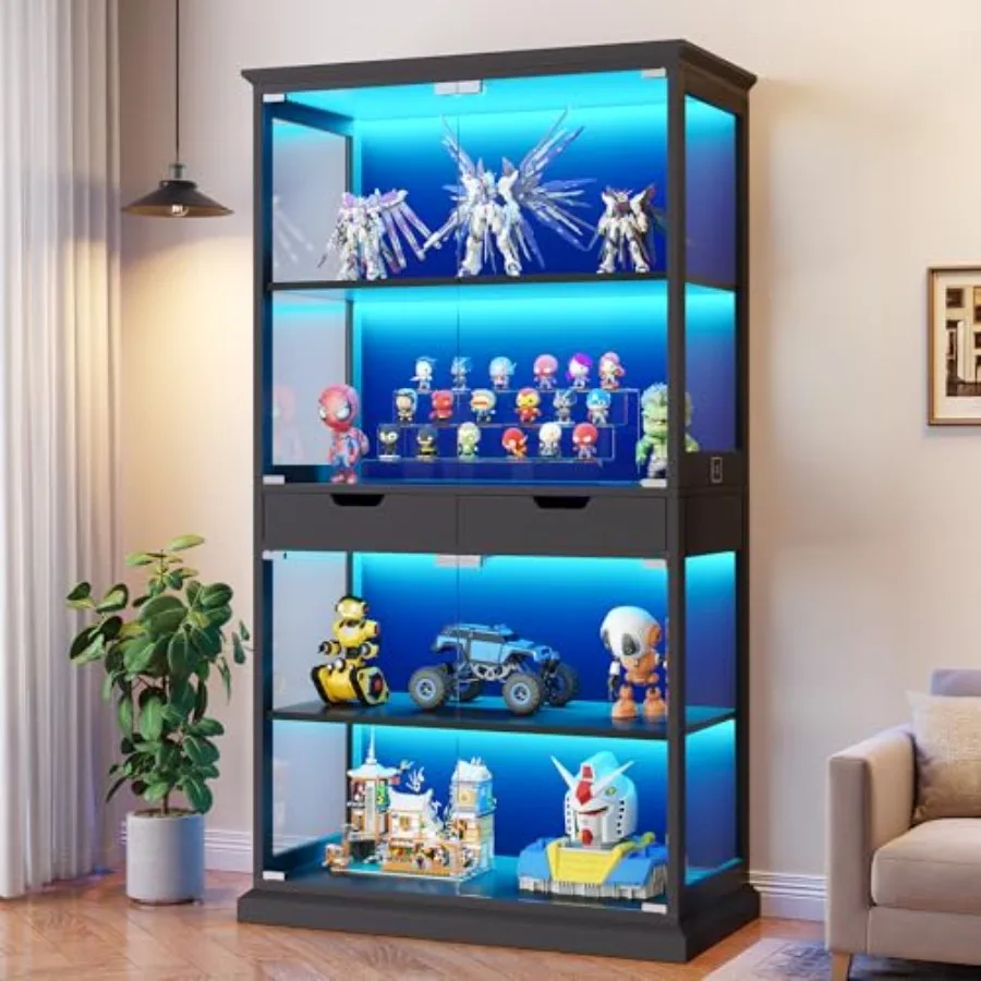 リビング/ゲームルーム用のガラス扉付き飾り棚。強化ガラスと木 - Glass Cabinet Display のレビューと価格