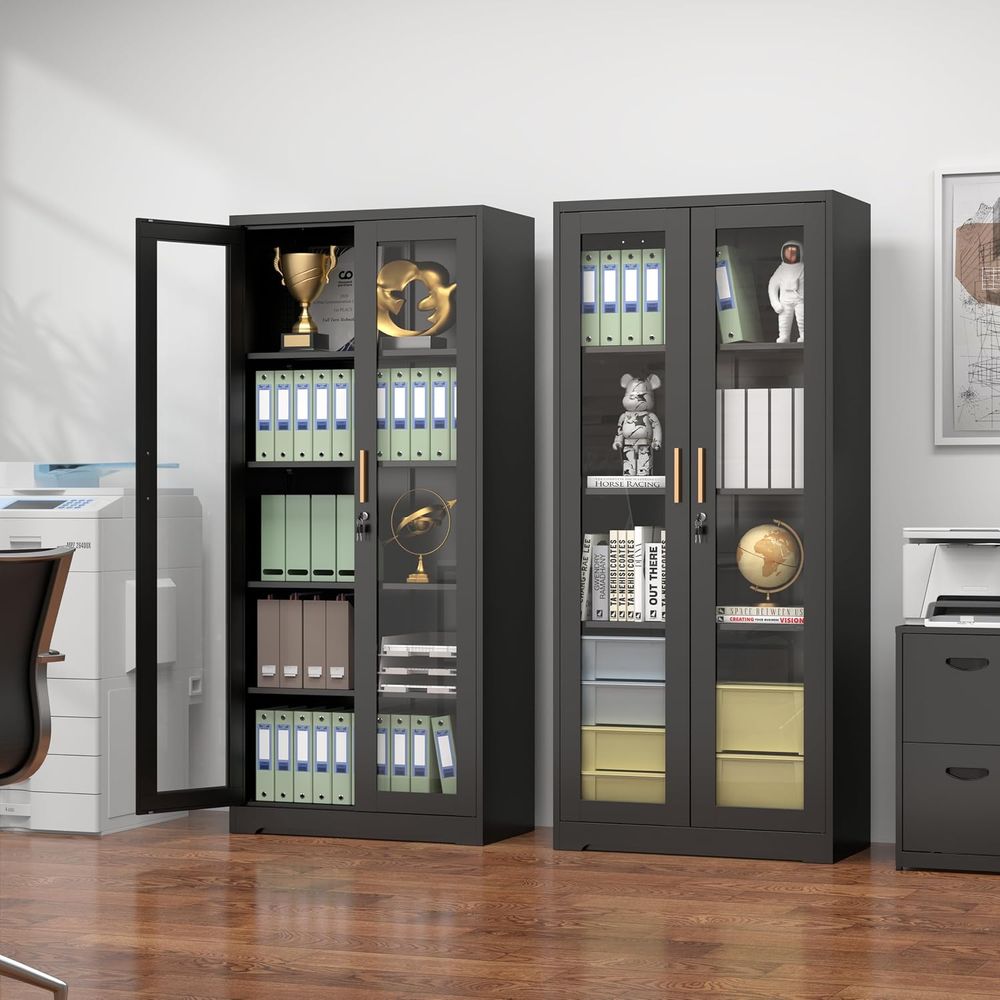 ロック付きガラスディスプレイキャビネット、強化ガラスと調節可 - Glass Cabinet Display のレビューと価格