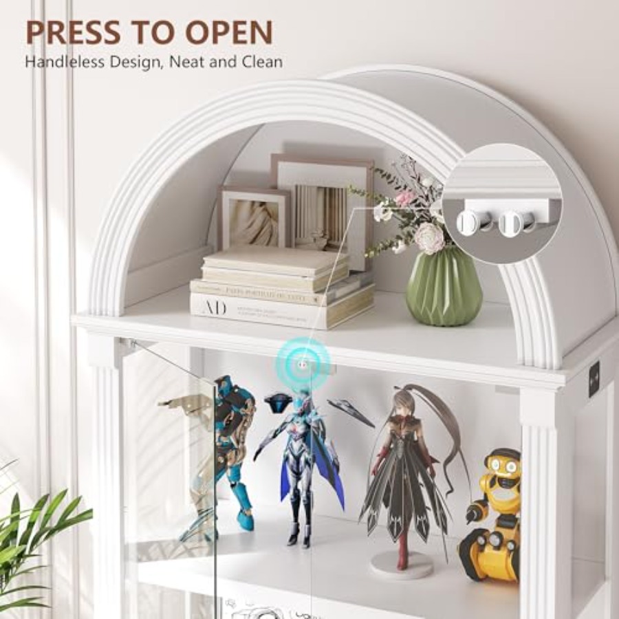 リビングルーム用アーチ型ディスプレイキャビネット、強化ガラス - Glass Cabinet Display のレビューと価格