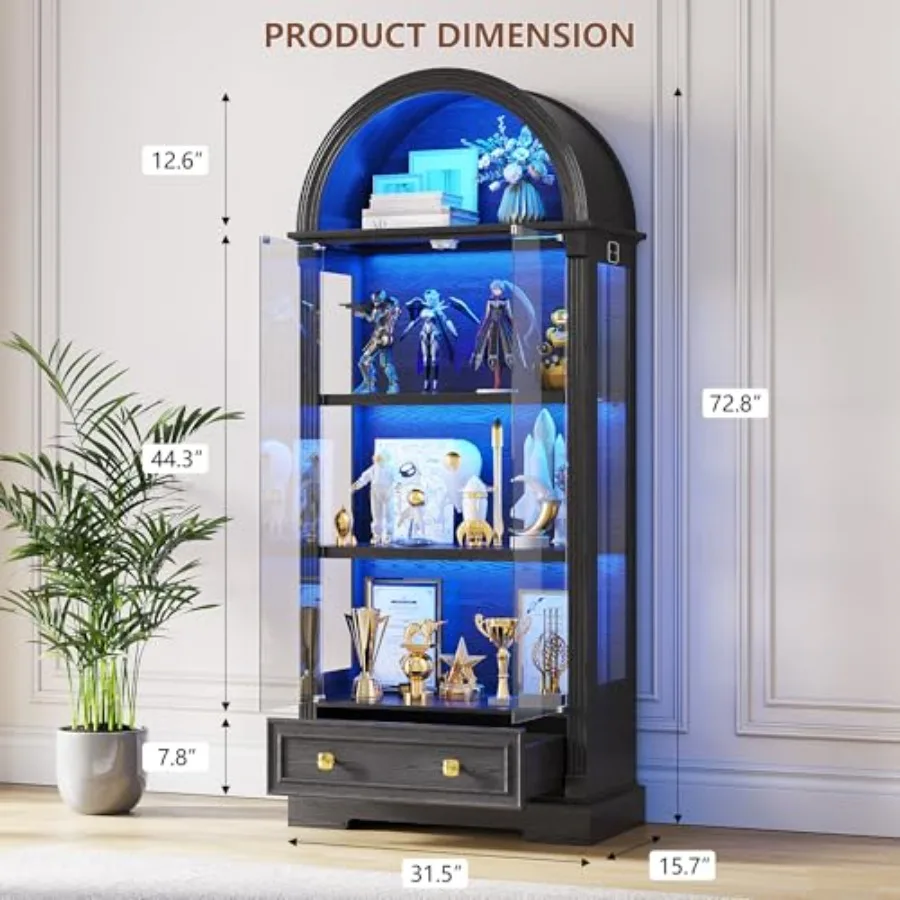 リビングの展示用として最適な、ガラス扉付きの飾り棚。木目調の - Glass Cabinet Display のレビューと価格