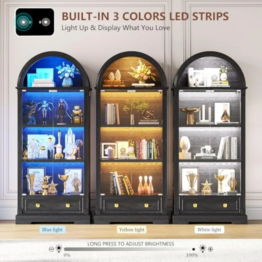リビングの展示用として最適な、ガラス扉付きの飾り棚。木目調の - Glass Cabinet Display のレビューと価格