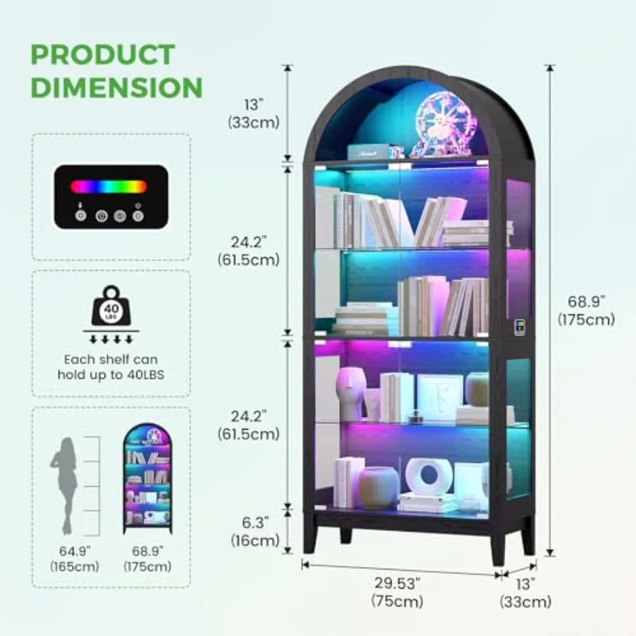 リビングルーム用のアーチ型ガラス製ショーケース。強化ガラスと - Glass Cabinet Display のレビューと価格