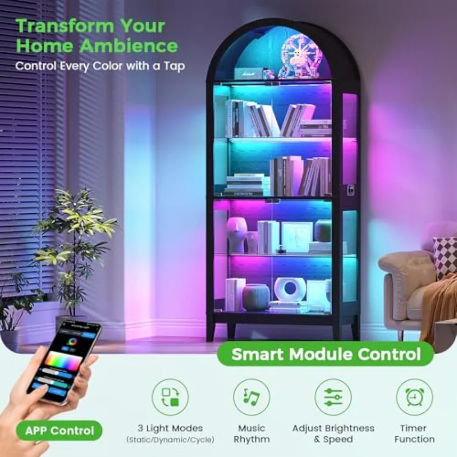 リビングルーム用のアーチ型ガラス製ショーケース。強化ガラスと - Glass Cabinet Display のレビューと価格