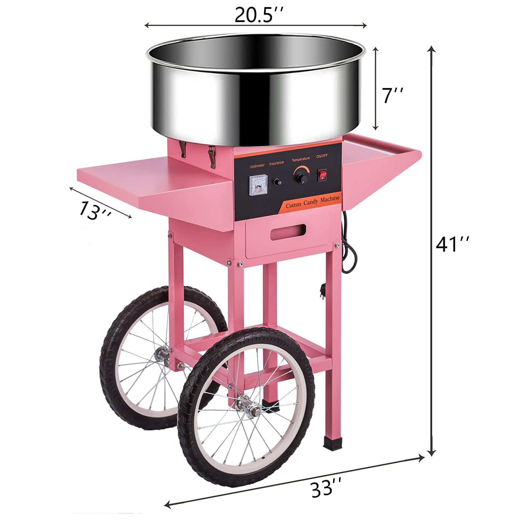 商業用ピンクコットンキャンディマシン（車輪付きカート、電動キ - Candy Floss Machine のレビューと価格