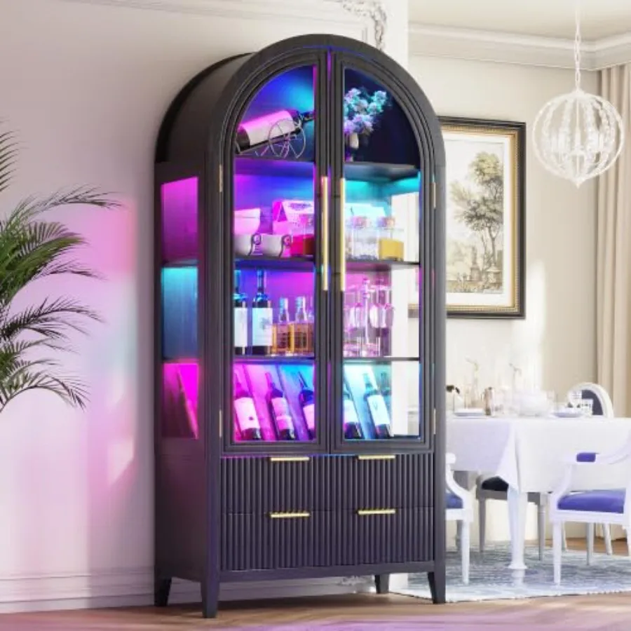 コレクション品を展示するための、アーチ型のショーケース。ガラ - Glass Cabinet Display のレビューと価格