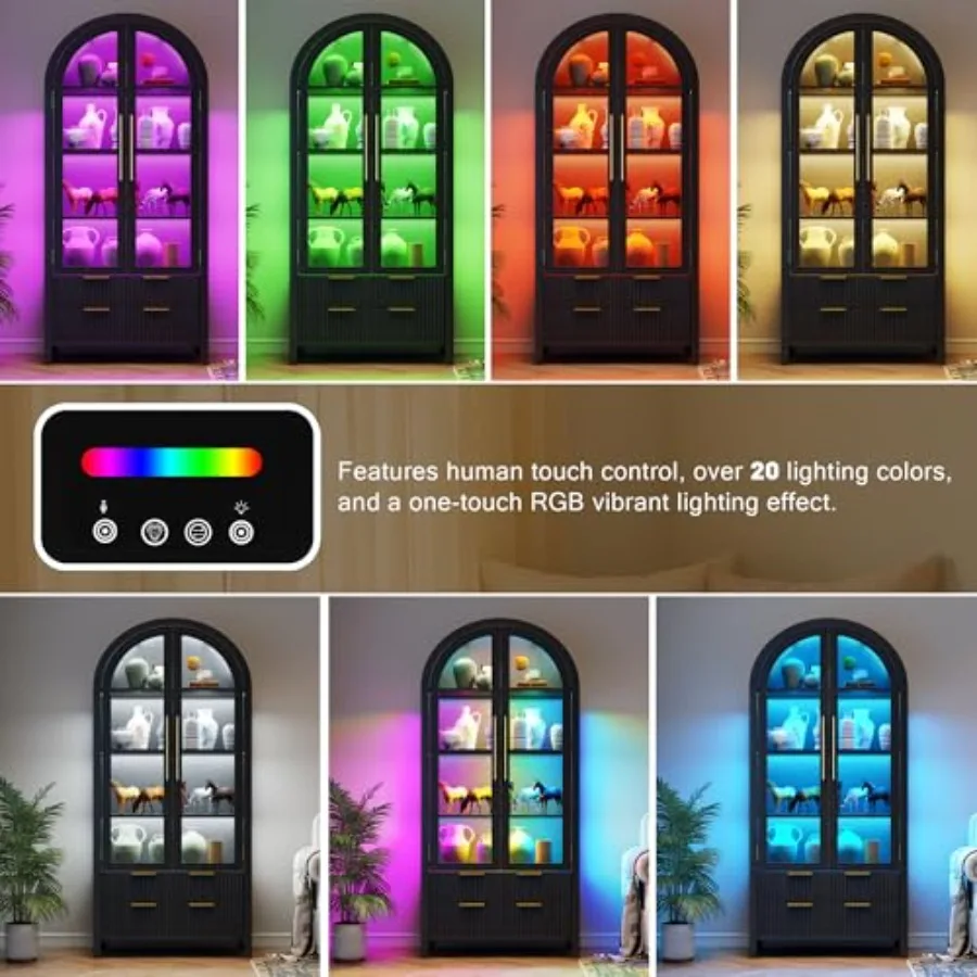 コレクション品を展示するための、アーチ型のショーケース。ガラ - Glass Cabinet Display のレビューと価格