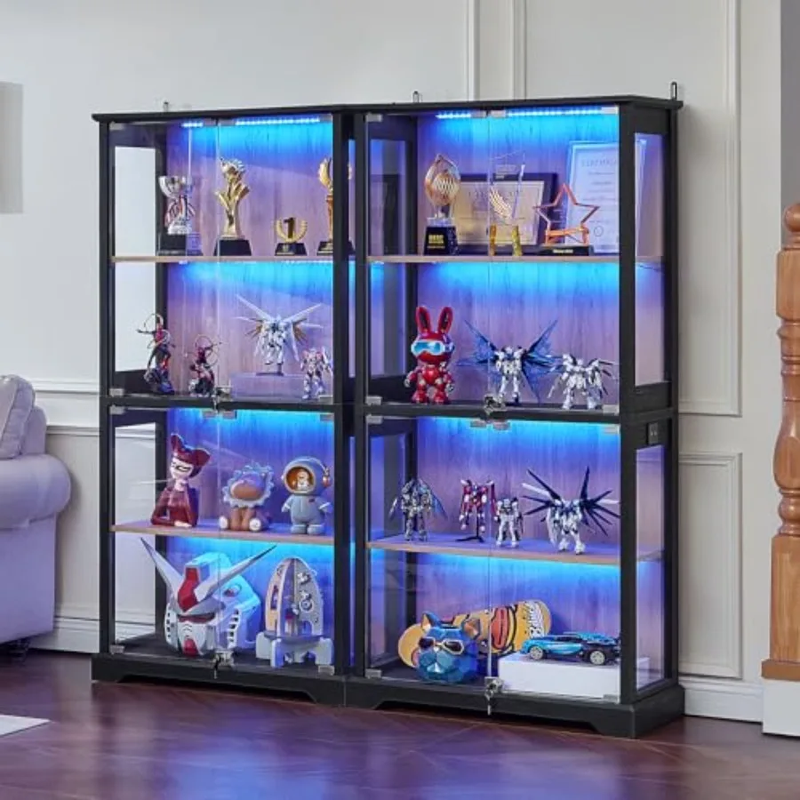 リビング用の、鍵付きのファームハウス風ガラス製ショーケース。 - Glass Cabinet Display のレビューと価格